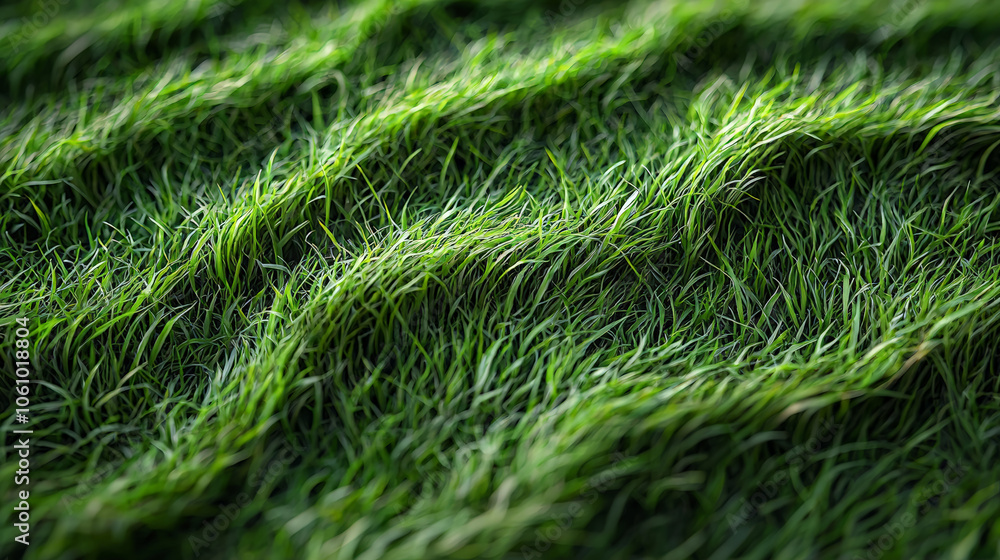 A hyper-detailed, high-contrast 3D rendering of abstract grass waves in green and gray tones. Generative AI A hyper-detailed, high-contrast 3D rendering of abstract grass waves in green and gray tones. Generative AI