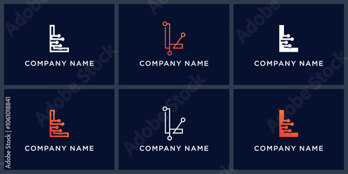 Vector set letter L smart tech logo design