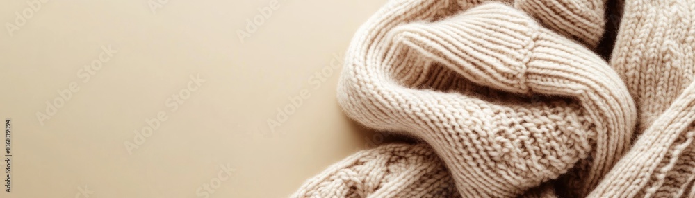 Beige Knitted Fabric with Soft Texture Beige Knitted Fabric with Soft Texture