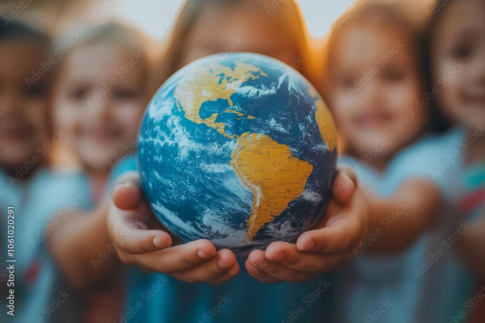 Children Of Diverse Backgrounds Holding The Planet Earth In Their Hands: Symbolizing Unity, Hope, And A Shared Future For The World Children Of Diverse Backgrounds Holding The Planet Earth In Their Hands: Symbolizing Unity, Hope, And A Shared Future For The World