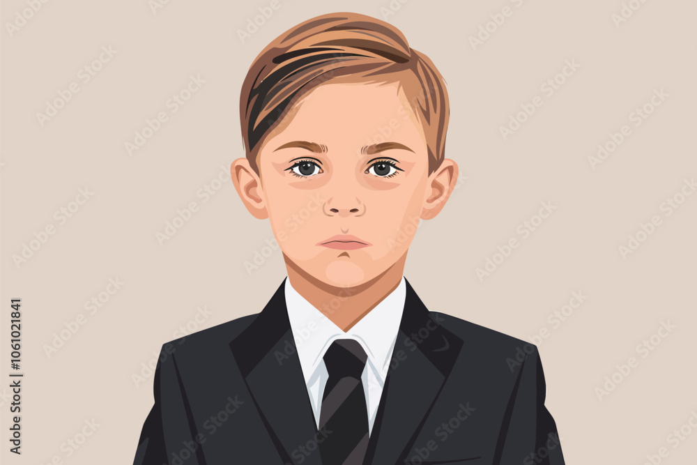 Business headshot of kid isolated illustration Business headshot of kid isolated illustration