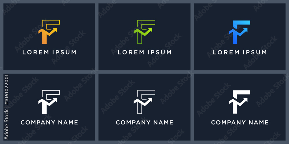Vector set letter F finance logo design Vector set letter F finance logo design
