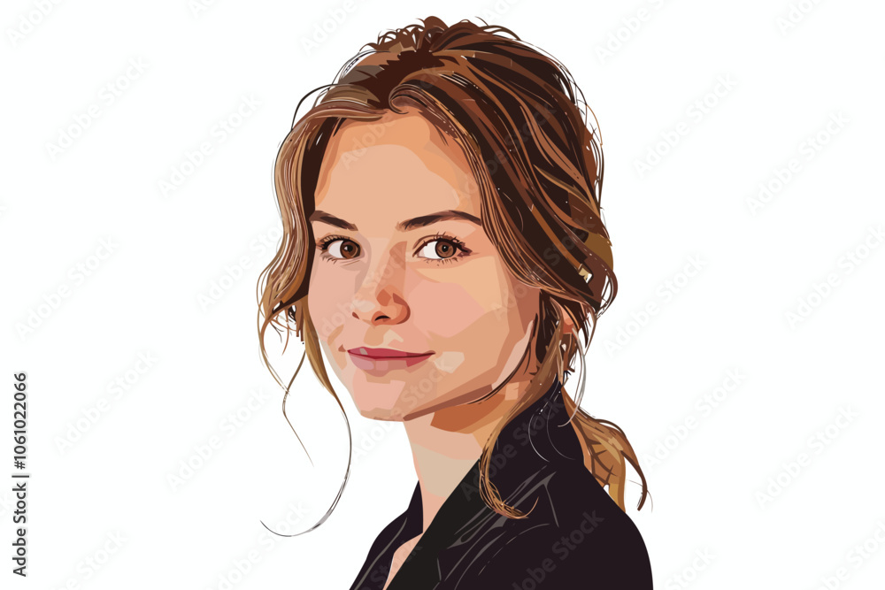Business headshot of teen girl isolated illustration Business headshot of teen girl isolated illustration