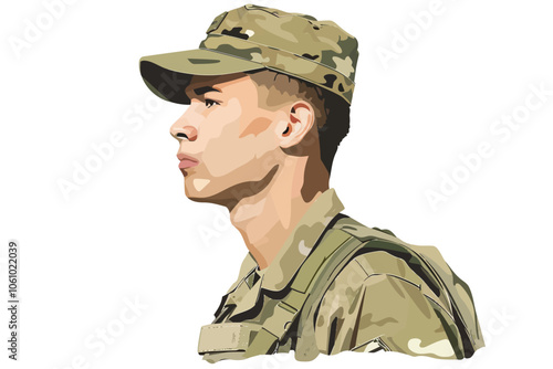 Business headshot of soldier person isolated illustration