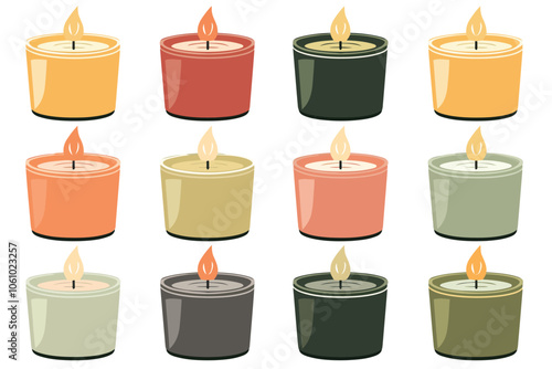 set of scented candles isolated illustration