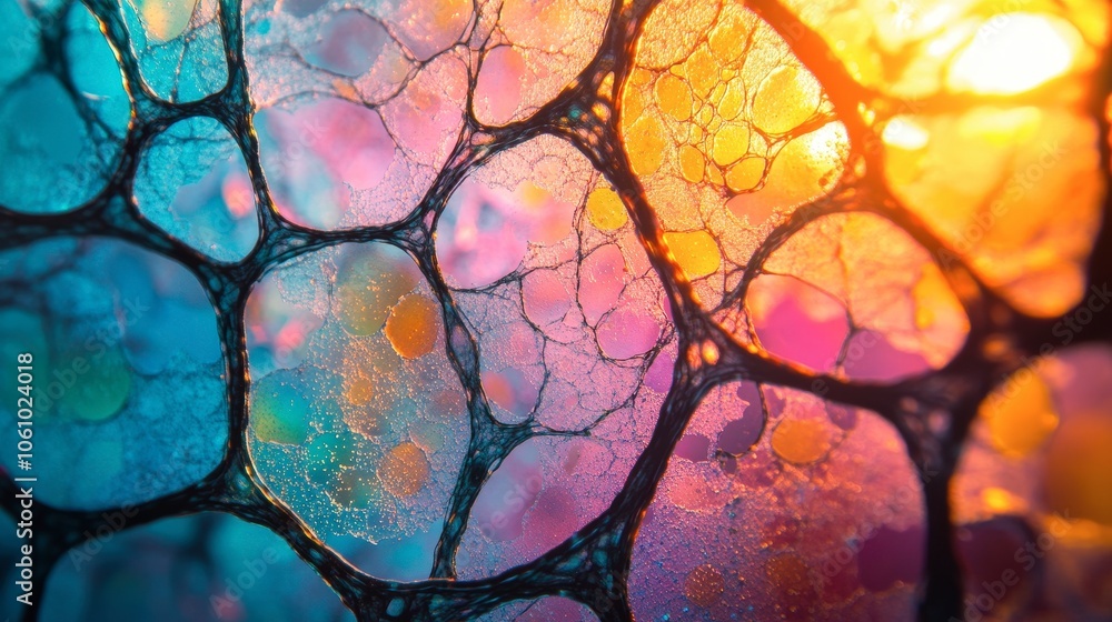 Close-Up Microscopic View of Colorful Cells Close-Up Microscopic View of Colorful Cells