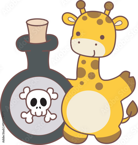 Halloween set Vector Stock Illustrations of Baby Giraffe.
Cute giraffe animals with halloween theme.