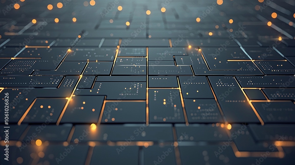 Obraz premium Digital Data Streams in Abstract Hexagonal Grid