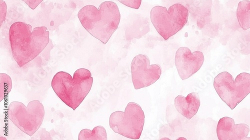 Soft pink watercolor hearts against a delicate background for romantic designs or creative projects