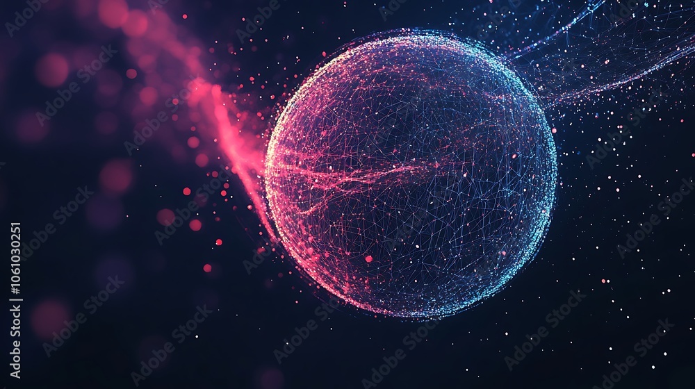 Obraz premium Colorful abstract mesh illustration with vibrant tones on dark background image