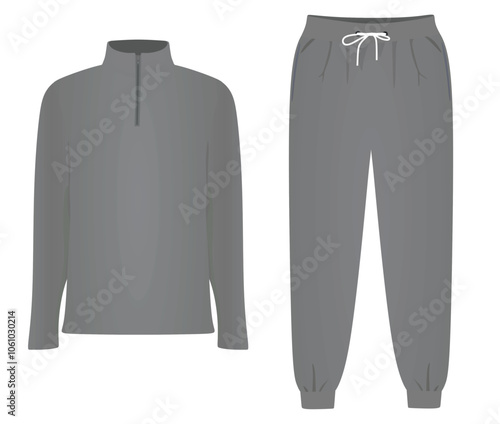 Grey man zip top t shirt and bottom. vector illustration