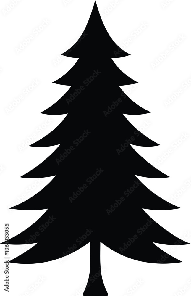 Obraz premium spruce tree silhouette, Set of silhouettes of spruce trees vector illustration