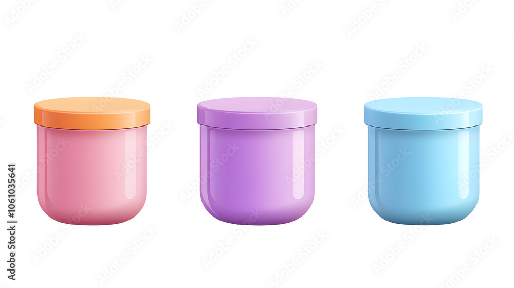 Set of modern decorative storage container in different colours isolated on transparent background. Generative AI Set of modern decorative storage container in different colours isolated on transparent background. Generative AI