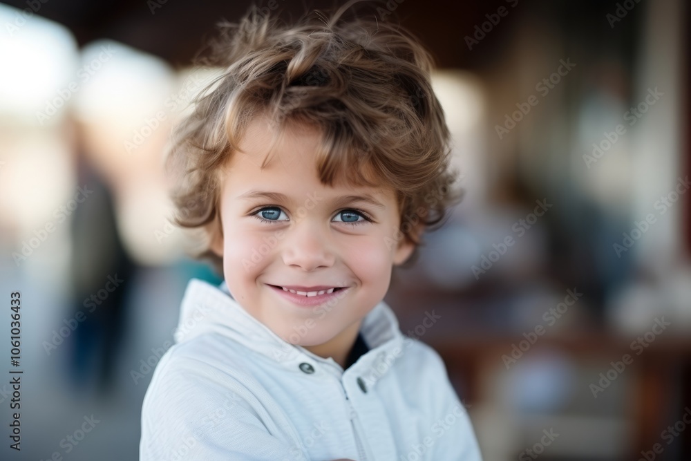 Portrait of a smiling little boy with blue eyes in a cafe Portrait of a smiling little boy with blue eyes in a cafe