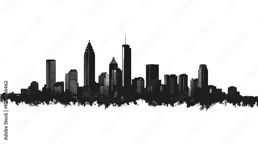 Realistic Atlanta skyline silhouette with vector details in EPS10 picture Realistic Atlanta skyline silhouette with vector details in EPS10 picture