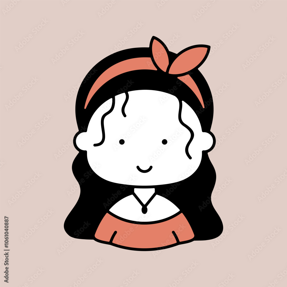 Woman girl with long straight hair vector icon Woman girl with long straight hair vector icon