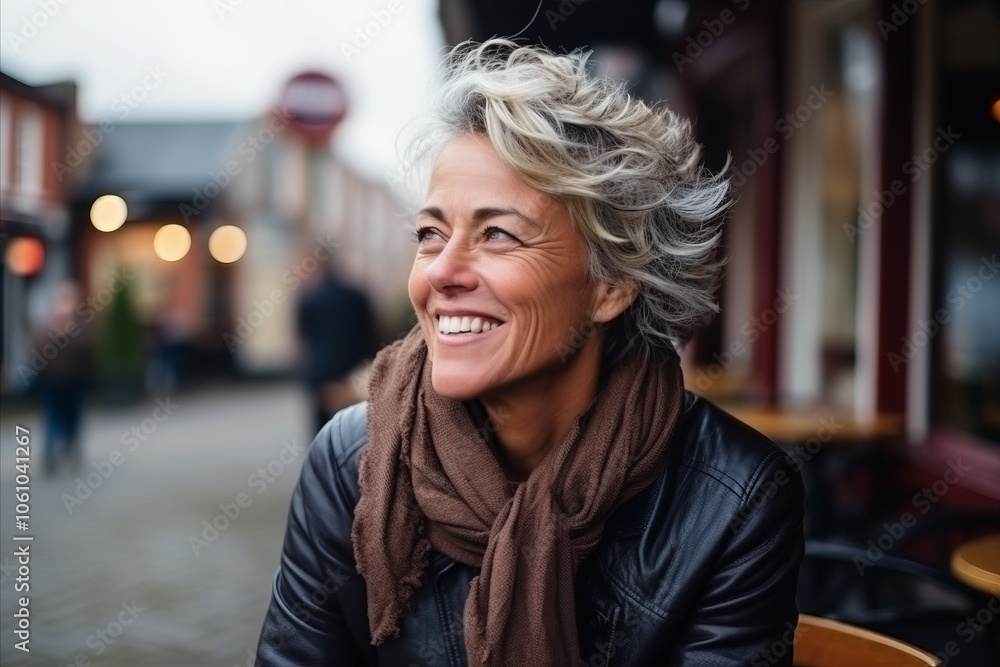 Portrait of a happy senior woman smiling at the camera in a pub Portrait of a happy senior woman smiling at the camera in a pub
