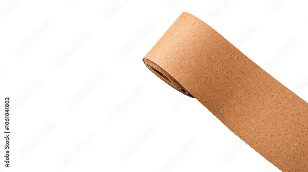 Obraz premium Single Roll of Rugged Kraft Paper on White Background