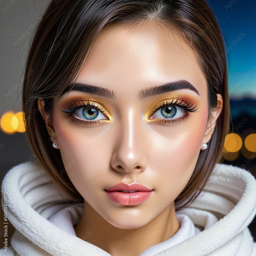 Watercolor Illustration - Close Up Of Young Female Watercolor Illustration - Close Up Of Young Female