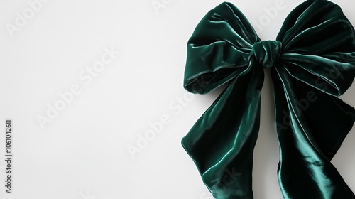 green velvet big bow for Christmas on white background  photo