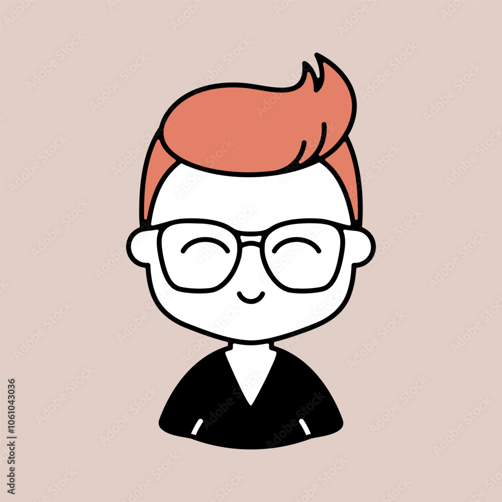 Fototapeta premium Man character face avatar in glasses vector icon