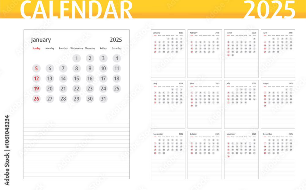 Calendar for 2025 with lines Calendar for 2025 with lines