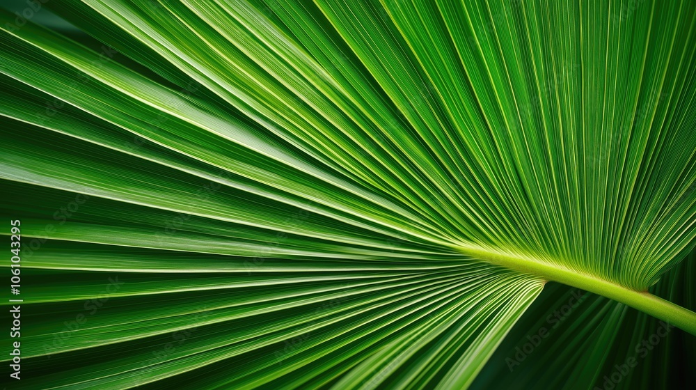 Green palm leaf texture, close-up. Tropical palm leaf, macro. Green palm leaf texture, close-up. Tropical palm leaf, macro.