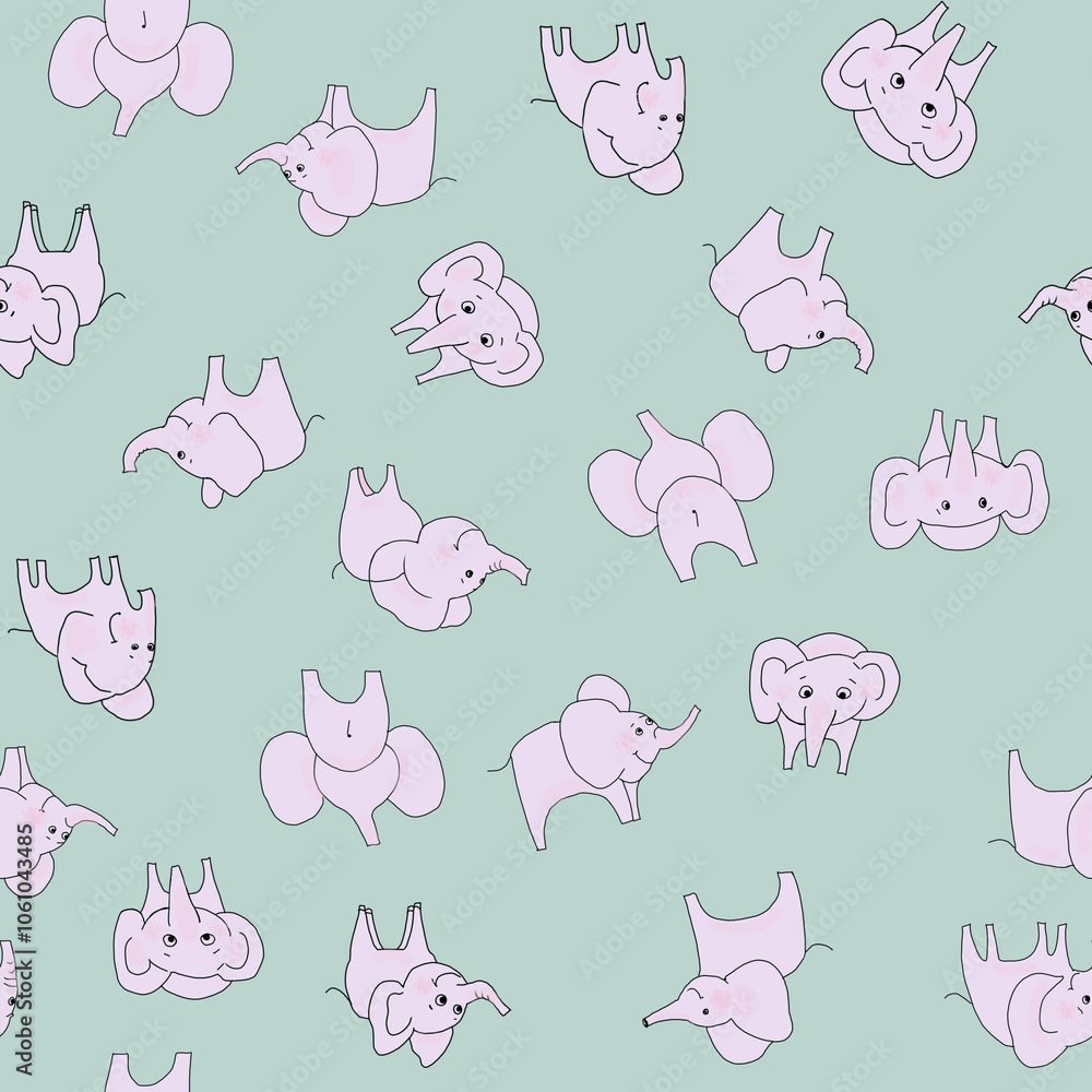 seamless ornament with funny elephants seamless ornament with funny elephants