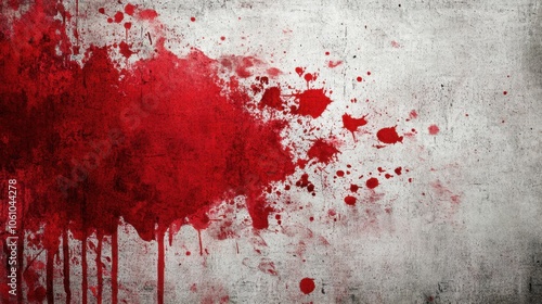 Crimson Stain: Grungy Concrete Wall with Blood Splatter 