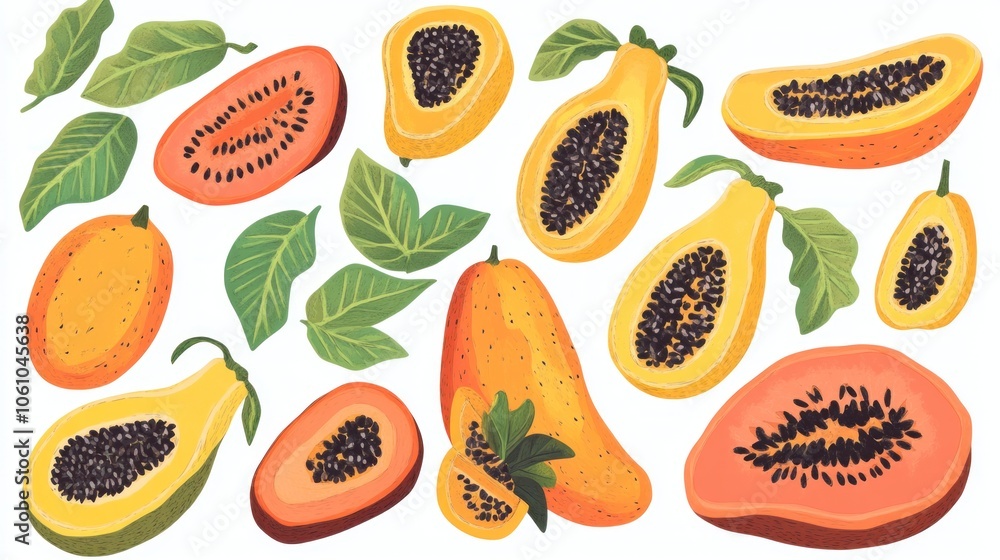 Papaya Fruit Illustration Papaya Fruit Illustration