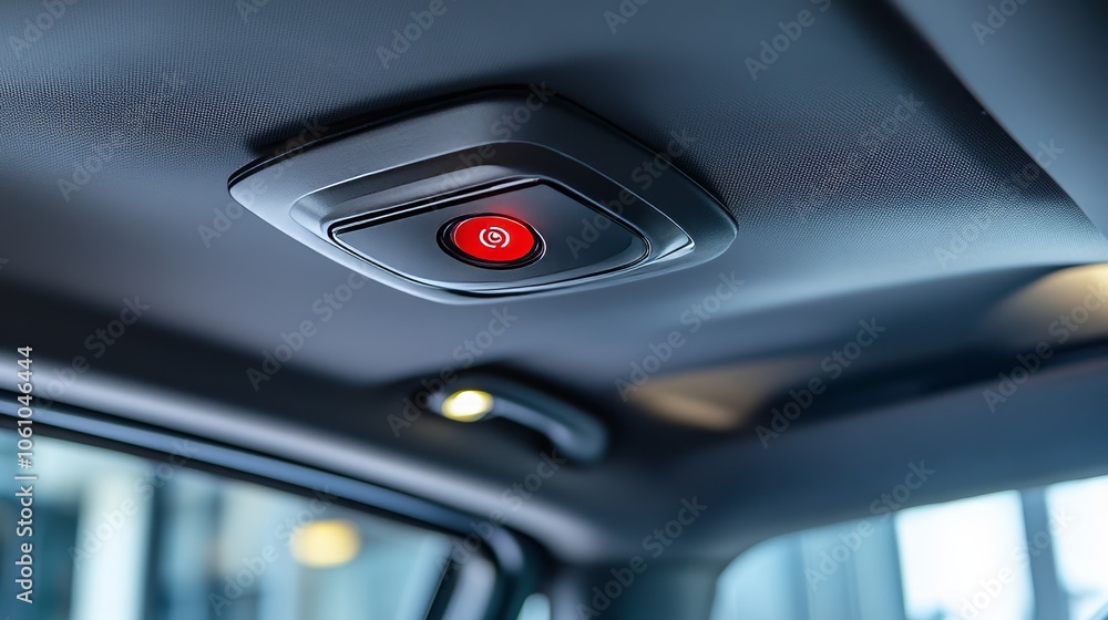 SOS button on car ceiling. SOS button on car ceiling.