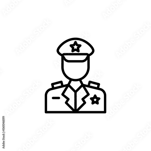 Policeman icon. Thin linear policeman outline icon isolated on white background from history collection. Line vector sign, symbol for web and mobile