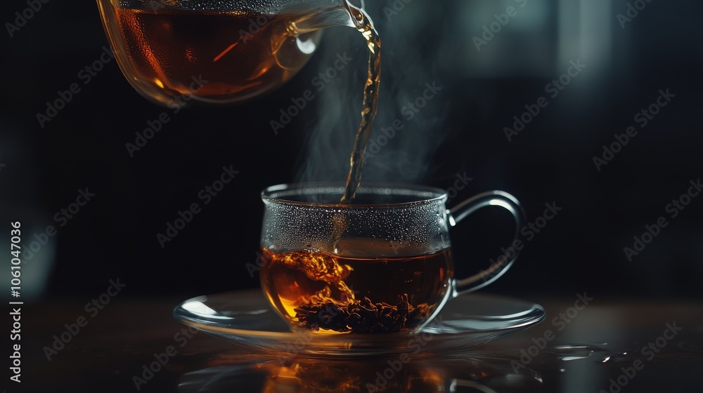 Turkish tea pouring from a glass teapot. -- Turkish tea pouring from a glass teapot. --