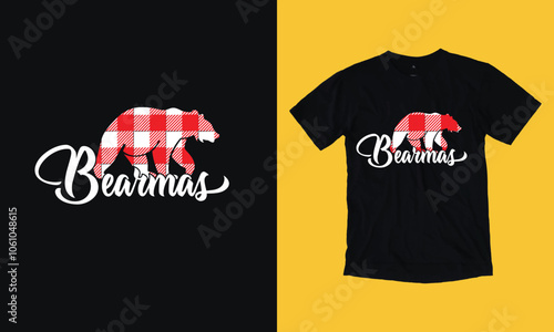 bearmas christmas t shirt design free template , santa clause, wine mas