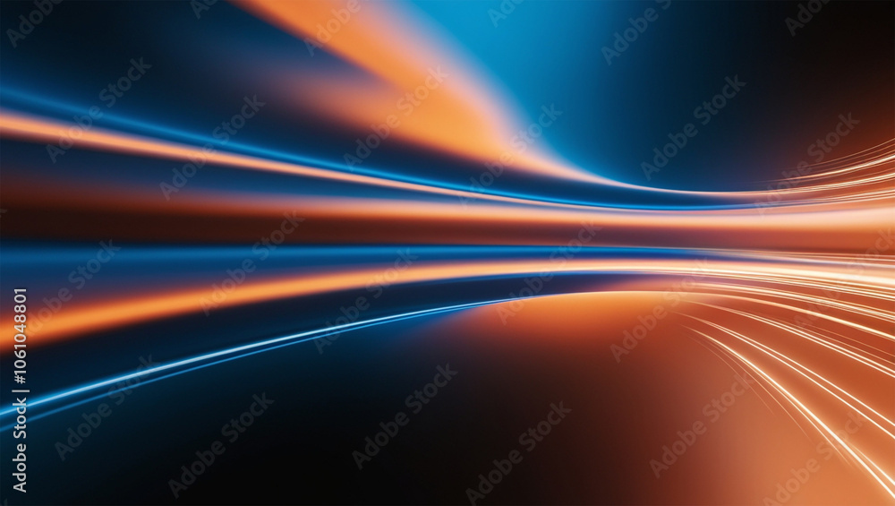 Burst Lights of Blue and Orange, Abstract Light Travel, Futuristic Digital Background Burst Lights of Blue and Orange, Abstract Light Travel, Futuristic Digital Background