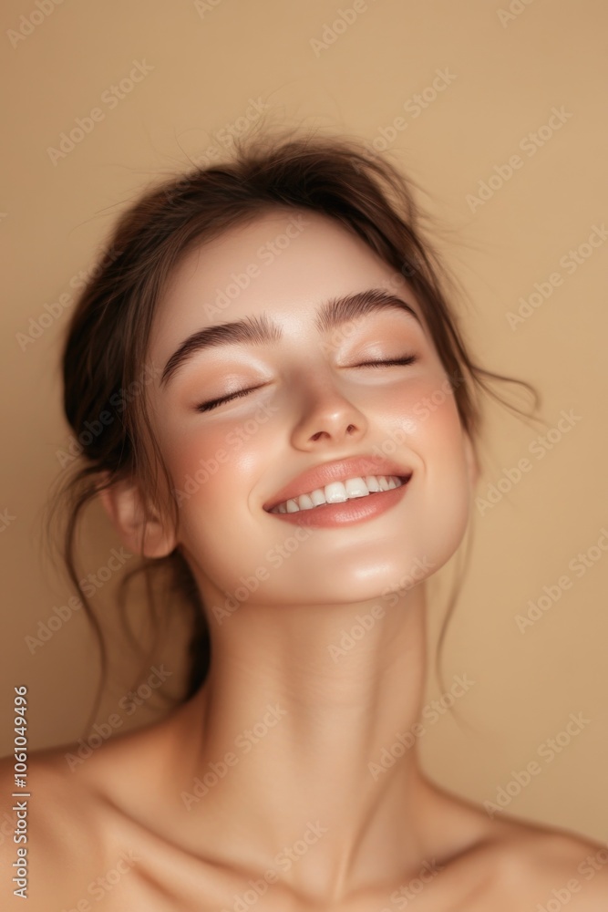 A woman with a glowing complexion, showcasing the effects of a skincare product. A woman with a glowing complexion, showcasing the effects of a skincare product.