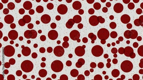 Vibrant seamless large texture featuring red polka dots on a clean white background with circular patterns. Perfect for versatile uses in textile, packaging, postcards, wallpaper, banners, holiday cra photo