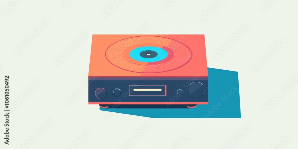 A stylized illustration of a record player, showcasing vintage electronic technology and classic design. A stylized illustration of a record player, showcasing vintage electronic technology and classic design.