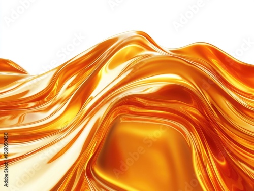 A shimmering, molten-like formation of yellowish gold in a fluid wave pattern. photo