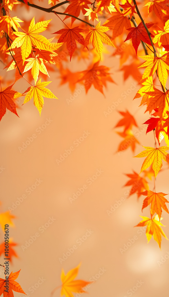 Empty blank frame on autumn maple leaves background. Fall mockup isolated with white highlights, png Empty blank frame on autumn maple leaves background. Fall mockup isolated with white highlights, png
