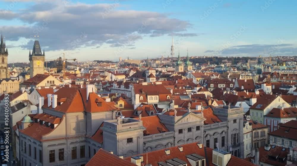 An aerial view of Prague's historic old town. Church of Our Lady before Tyn An aerial view of Prague's historic old town. Church of Our Lady before Tyn