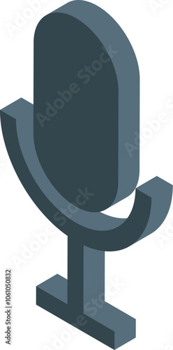 Isometric microphone symbolizes audio recording, podcasting, broadcasting, and communication