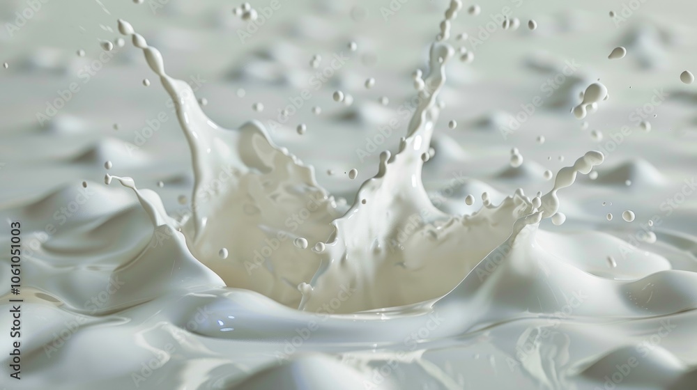 Milk drops falling onto white surface creating a creamy splash effect. This image is high-resolution and captures the texture and freshness of the liquid. Milk drops falling onto white surface creating a creamy splash effect. This image is high-resolution and captures the texture and freshness of the liquid.