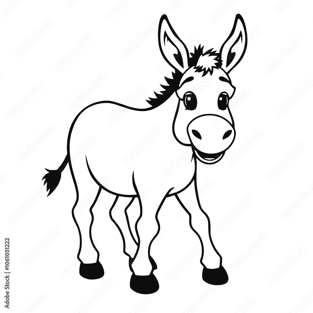 Fototapeta premium a black and white silhouette of a donkey