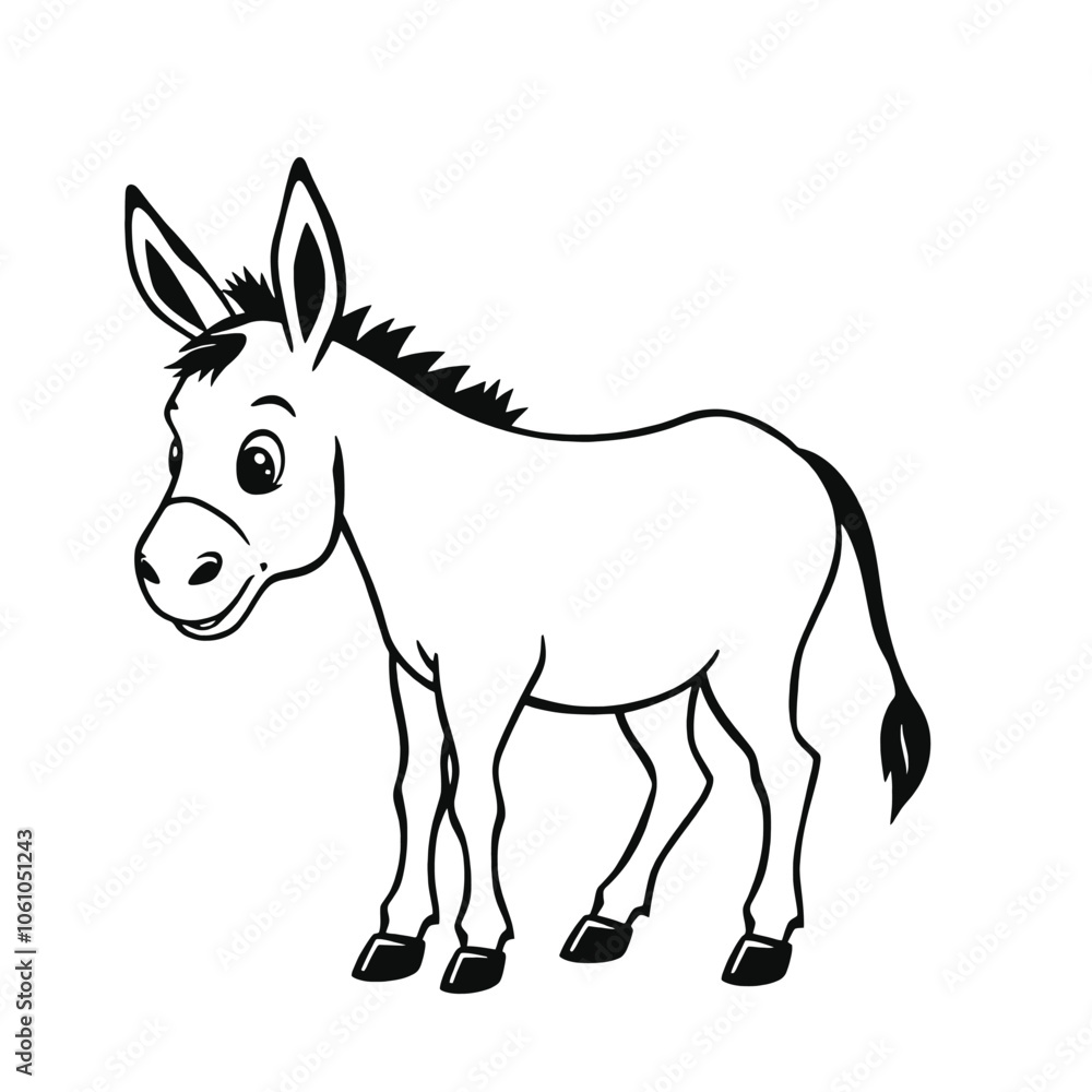 Fototapeta premium a black and white silhouette of a donkey