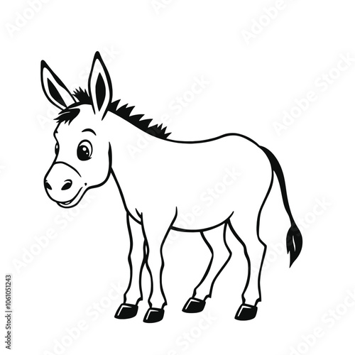 a black and white silhouette of a donkey