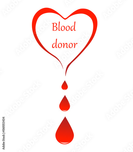 Vector, icon, to raise awareness about donating blood represented with a heart and three drops of blood