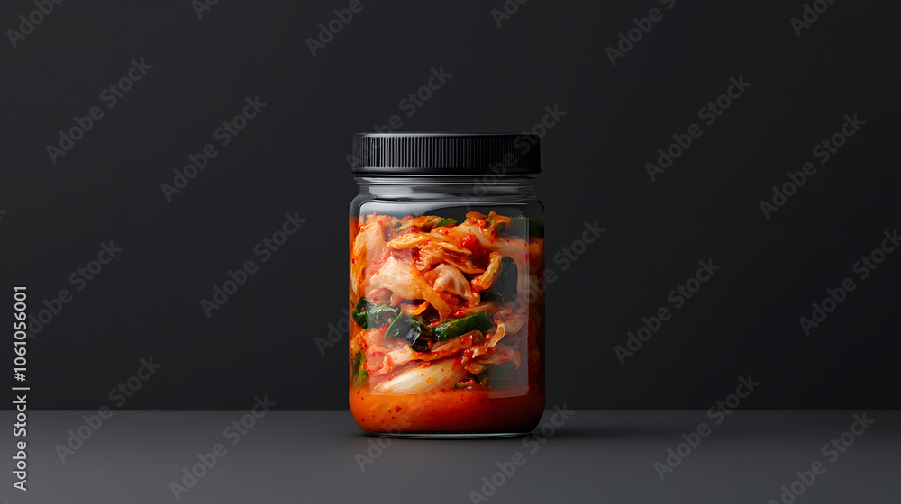 Kimchi Packed in Glass Jar | Authentic Korean Cuisine, Fermented Vegetables, Healthy Probiotics, Traditional Side Dish, Vibrant and Flavourful Kimchi Packed in Glass Jar | Authentic Korean Cuisine, Fermented Vegetables, Healthy Probiotics, Traditional Side Dish, Vibrant and Flavourful