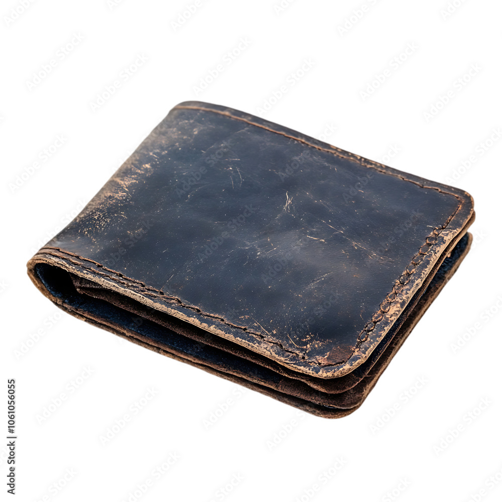 Antique navy wallet on transparent background