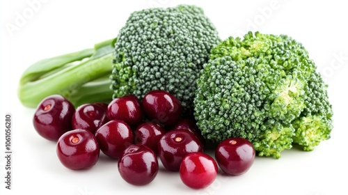 Fresh Broccoli and Cherries